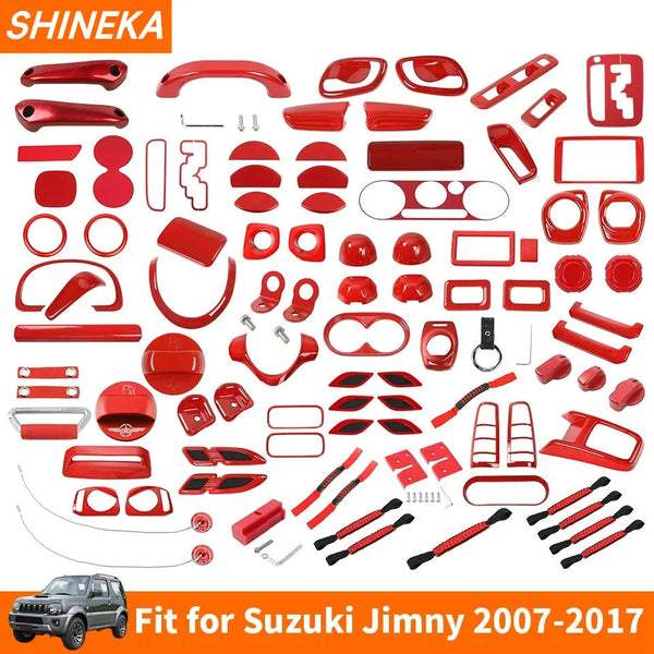 SHINEKA Car Red Interior & Exterior Decoration Cover fit for Suzuki Jimny 2007 2008 2009 2010 2011 2012 2013 2014 2015 2016 2017 BLYNTRA