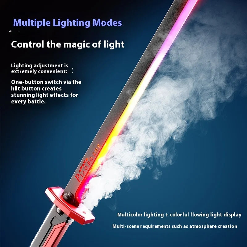 Colorful Streamer Glowing Sword Toys with Spark & Smoke Effect Light Sword Kids Adult Toys Holiday props sword Decompression Toy BLYNTRA