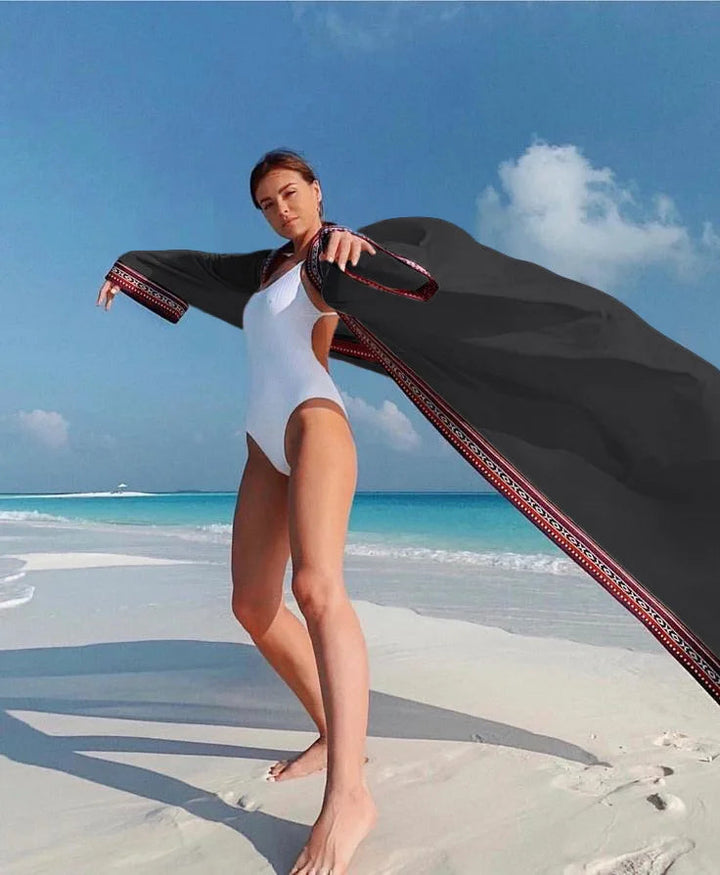 New European and American Chiffon Embroidered Cardigans Beach Sun Protection Bikini Outer Cover Ups Swimsuit Outerwear for Women SHOPPING HUB