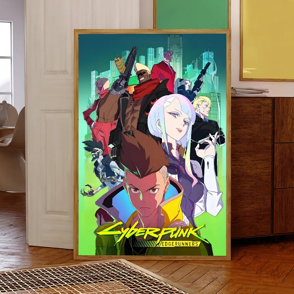 Anime C-Cyberpunk E-Edgerunners Poster Self Adhesive Painting Living Room Office Decoration Bedroom Home Wall Sticker Prints BLYNTRA