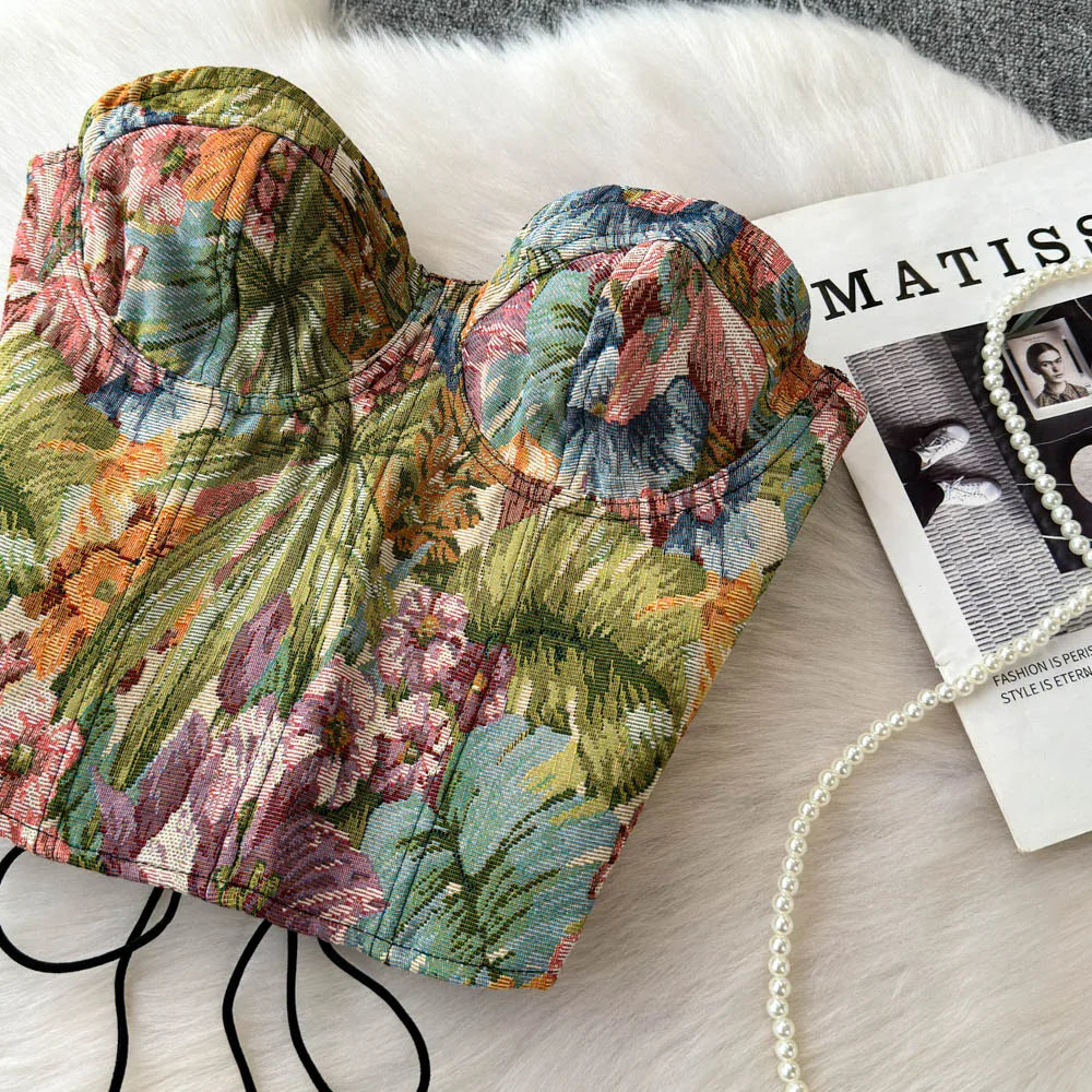 Oil Painting Strapless Tank Top BLYNTRA