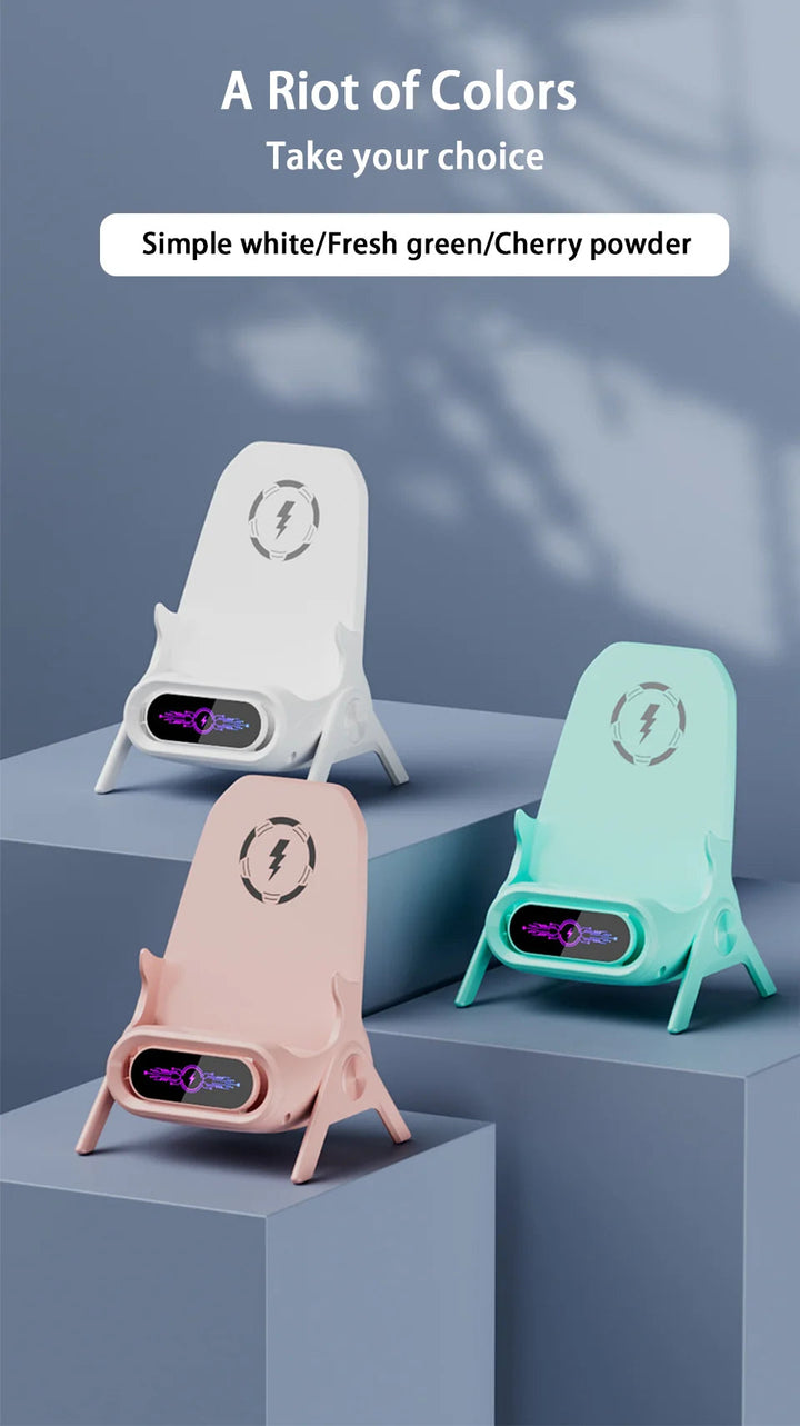 Mini Chair Cordless Charger Stable Support Desktop Phone Stand Tabletop Ornament High Performance Portable 3 in 1 Fast Charger BLYNTRA