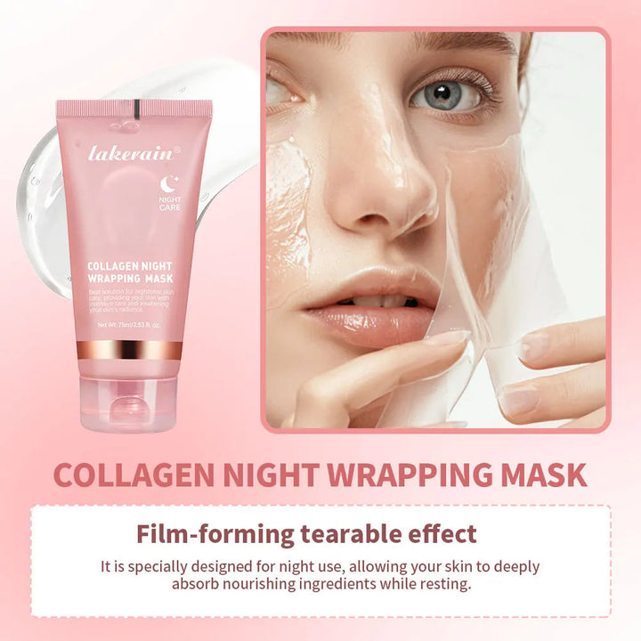 75ml Collagen Peel-off Mask Night Wrapping Facial Mud Firming mask Daily 100g Collagen Jelly Cream Hydrolyzed Collagen Skin Care BLYNTRA