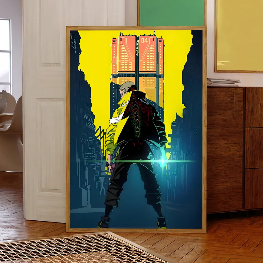 Anime C-Cyberpunk E-Edgerunners Poster Self Adhesive Painting Living Room Office Decoration Bedroom Home Wall Sticker Prints BLYNTRA
