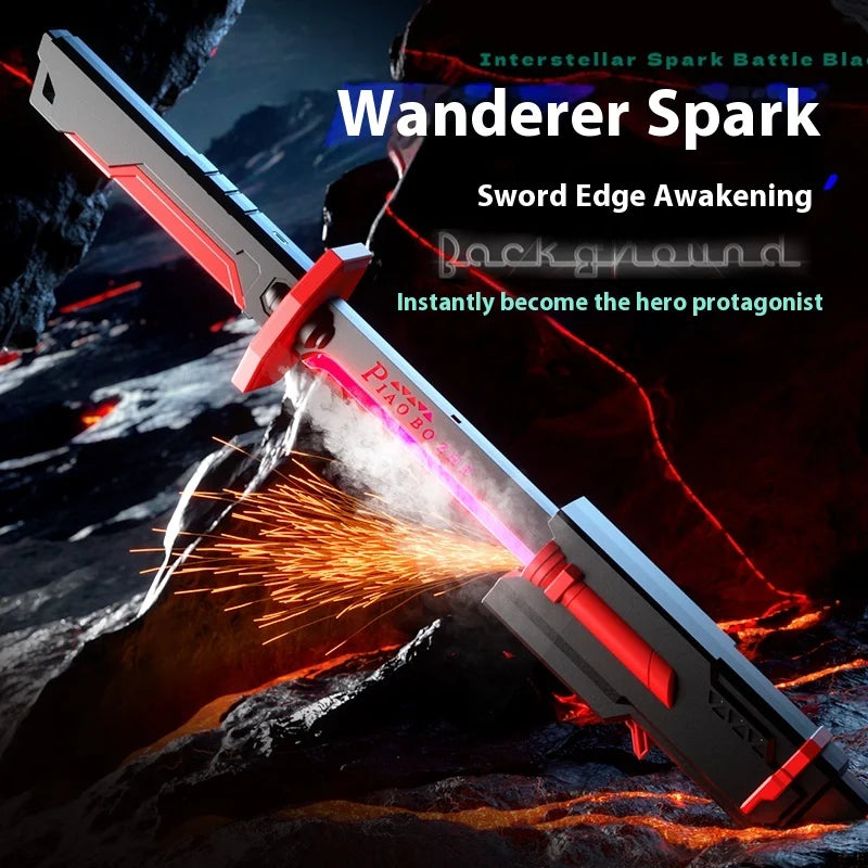 Colorful Streamer Glowing Sword Toys with Spark & Smoke Effect Light Sword Kids Adult Toys Holiday props sword Decompression Toy BLYNTRA