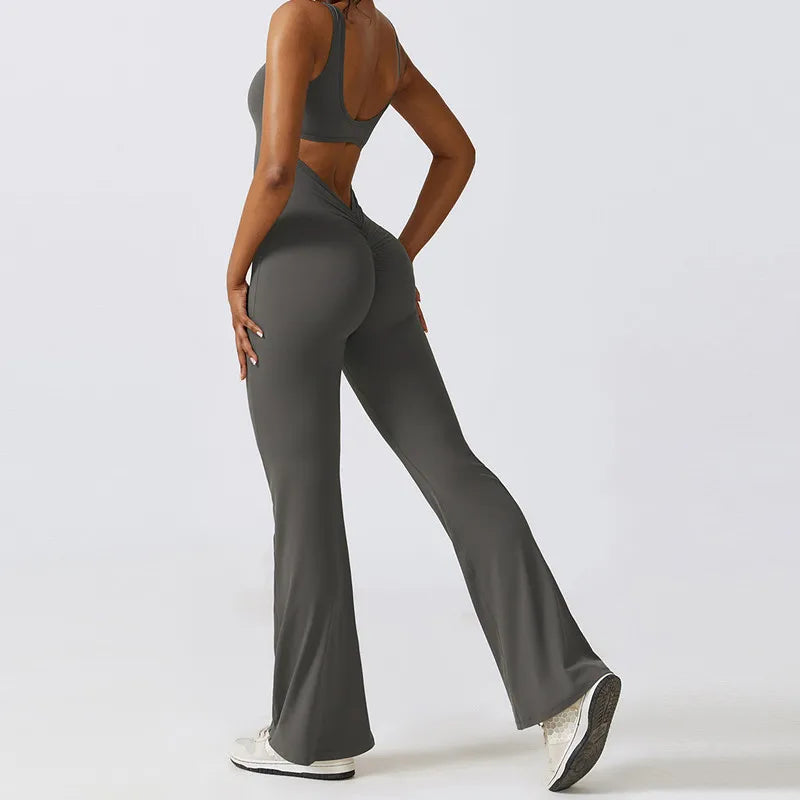 FlexGlam V-Back Fitness Jumpsuit SHOPPING HUB