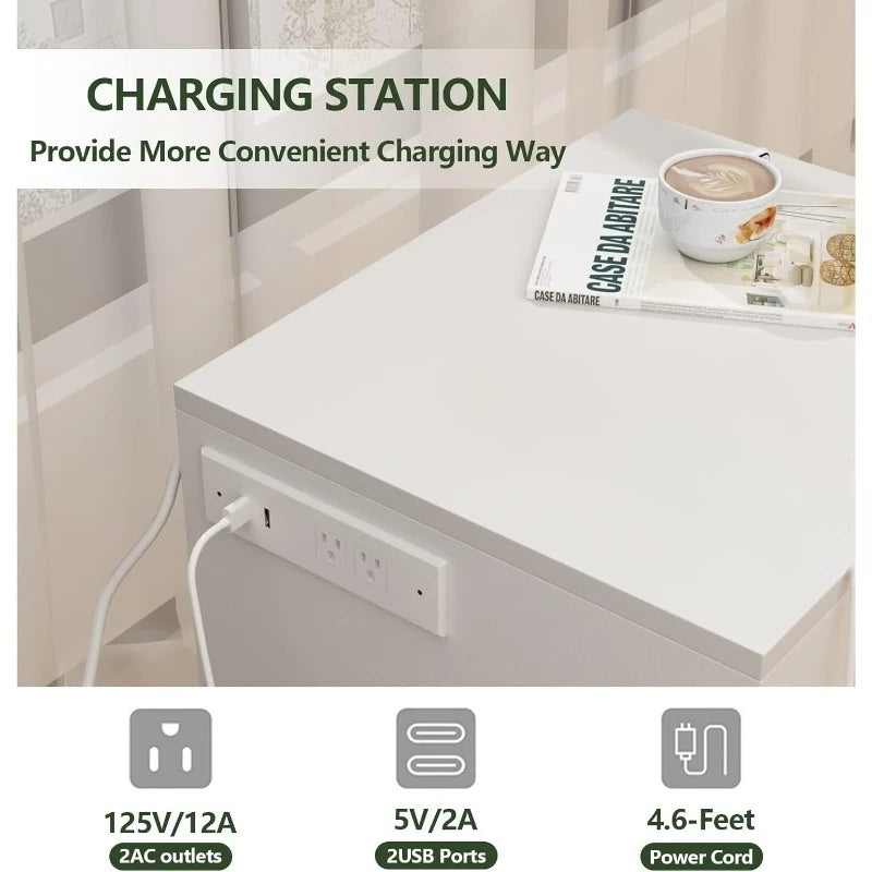 Smart LED Bedside Table with Charger & Lock BLYNTRA