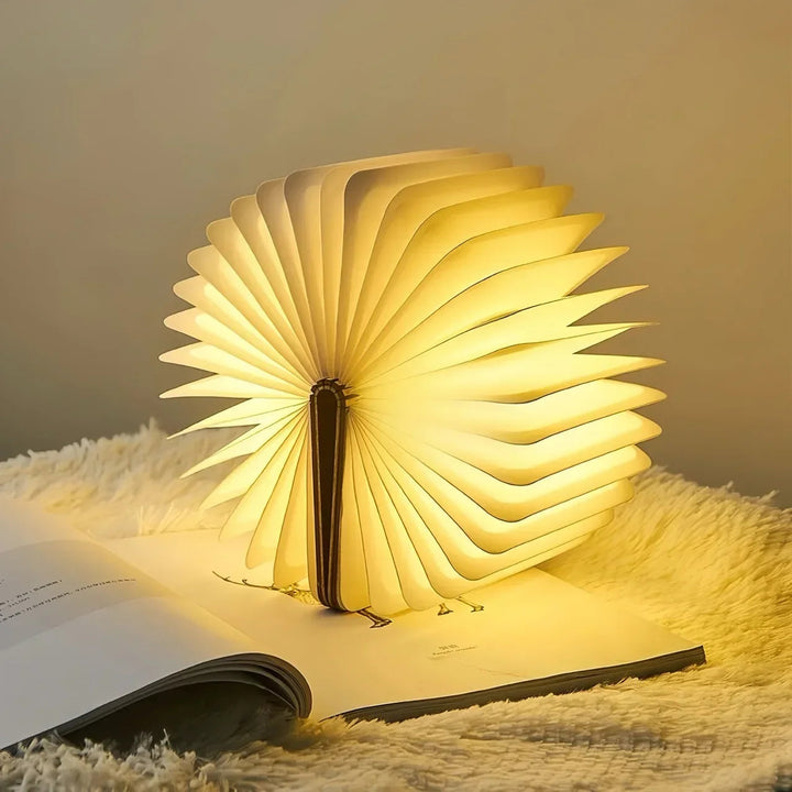 3D Folding Book Light LED Night Light 3-Color USB Charging Portable Wooden Magnetic Table Lamp Decoration Christmas Holiday Gift BLYNTRA