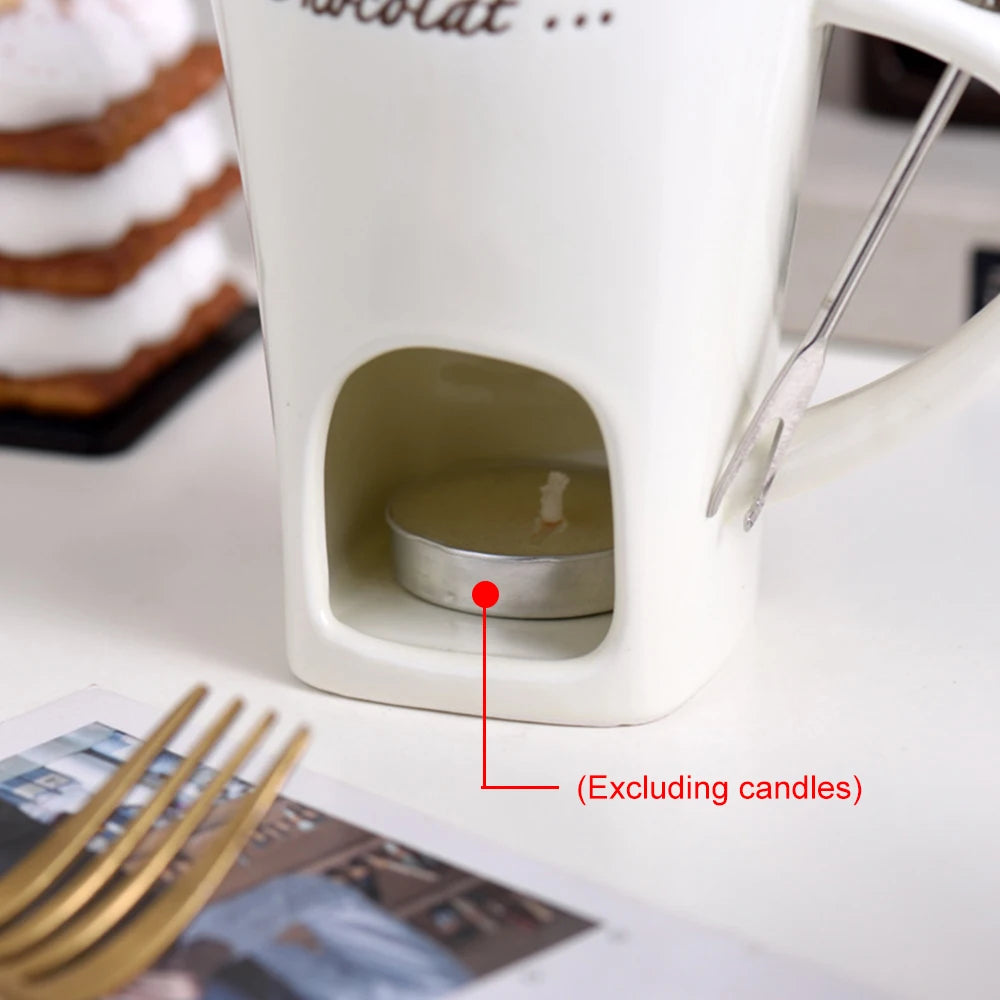 Ceramic Fondue Melter Cup with Fork BLYNTRA