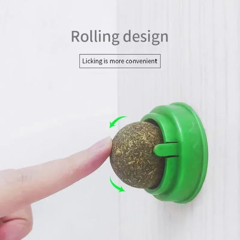 The Catnip Cat Wall Stick-on Ball Toy Scratchers Treats Healthy Natural Removes Balls To Promote Digestion Cat Grass Snack BLYNTRA