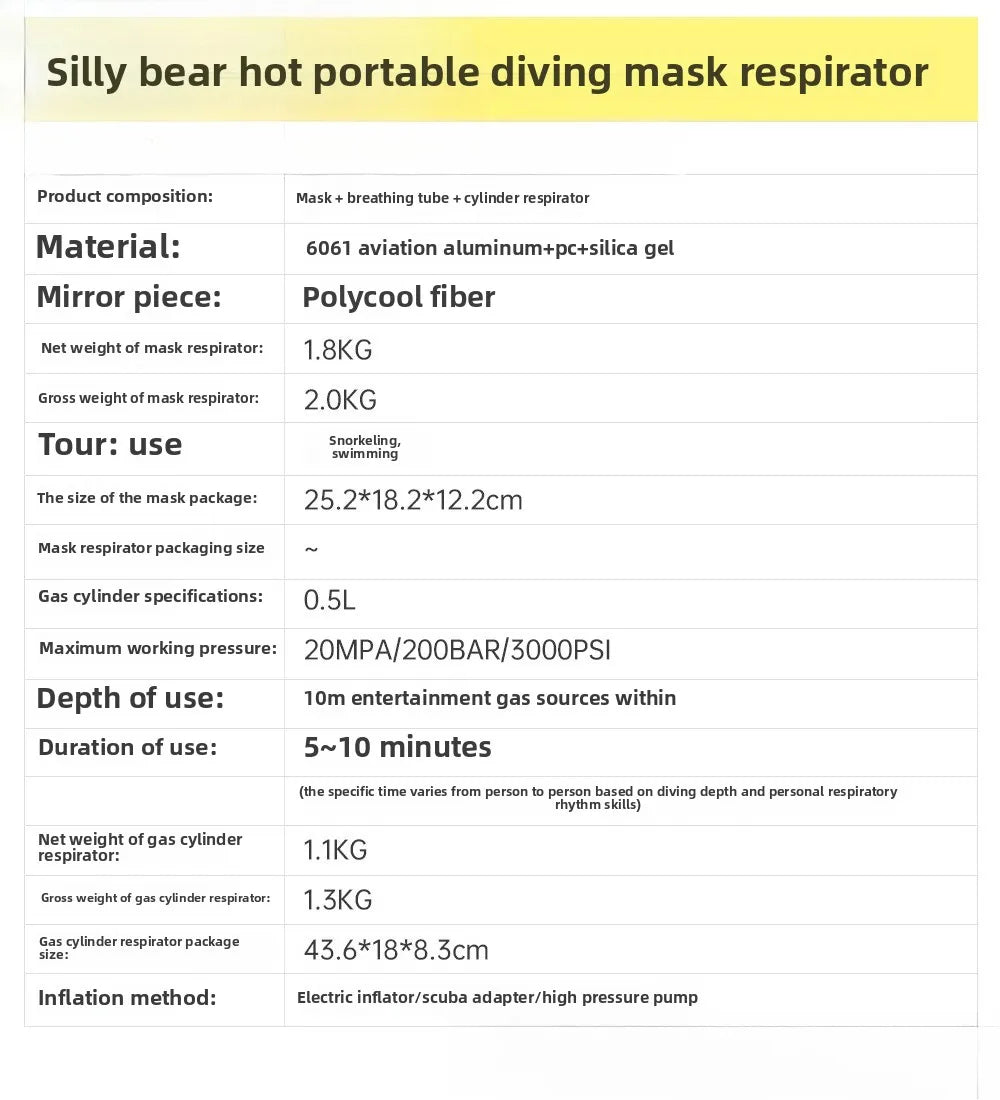 Snorkeling Mask with Mini Scuba Oxygen Tank BLYNTRA