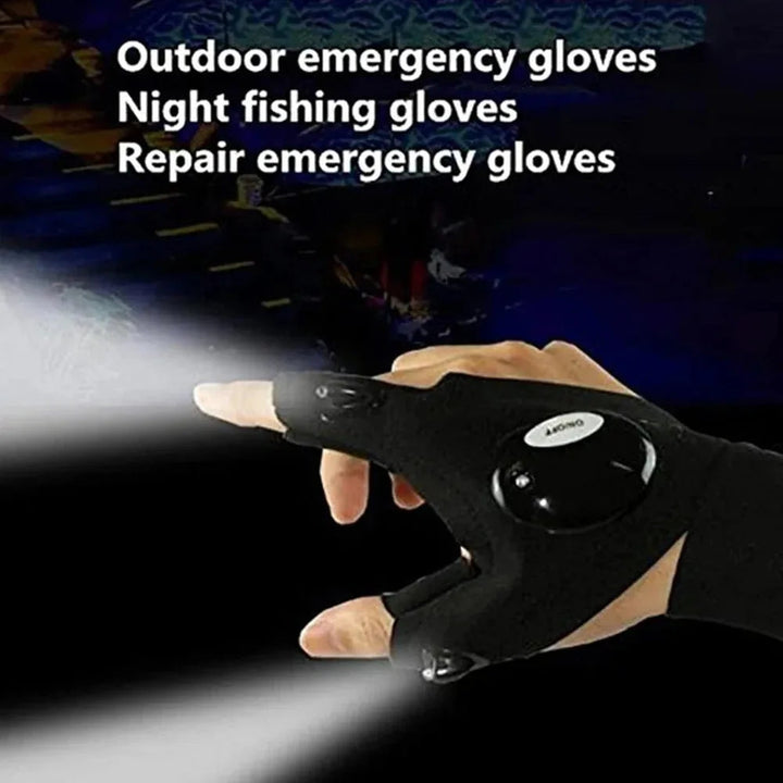 LED Flashlight Luminous Running Gloves Waterproof Cycling Camping Hiking Rescue Glove Lamp Lighting Gloves Fingerless Gloves BLYNTRA