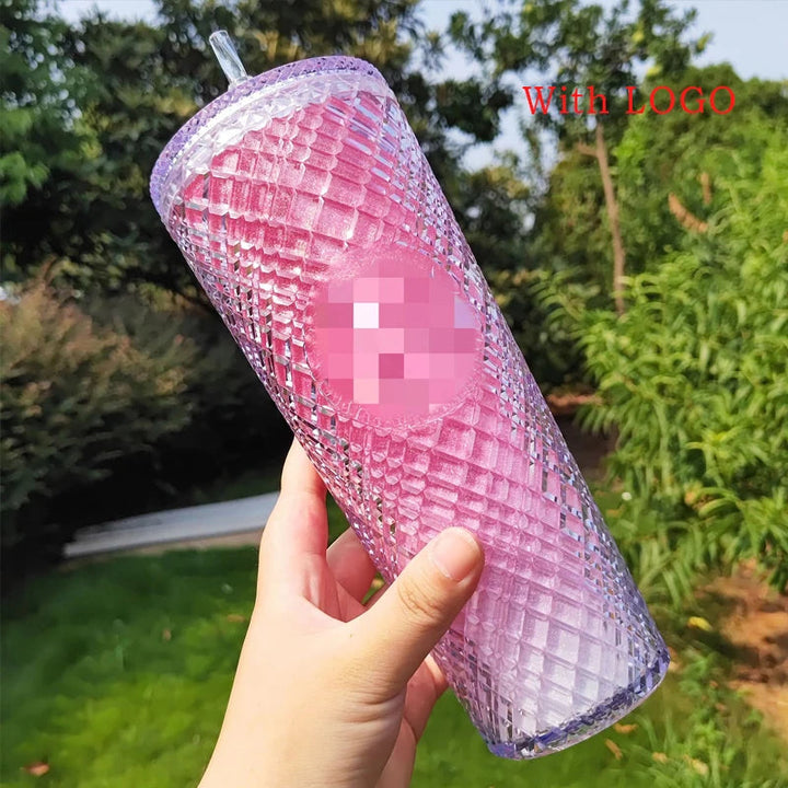 Wholesale New 710ml Diamond Radiant Goddess Durian Cup with Logo Fish Scale Cup Double Layer Reusable with Straw Mug Coffee Cup SHOPPING HUB
