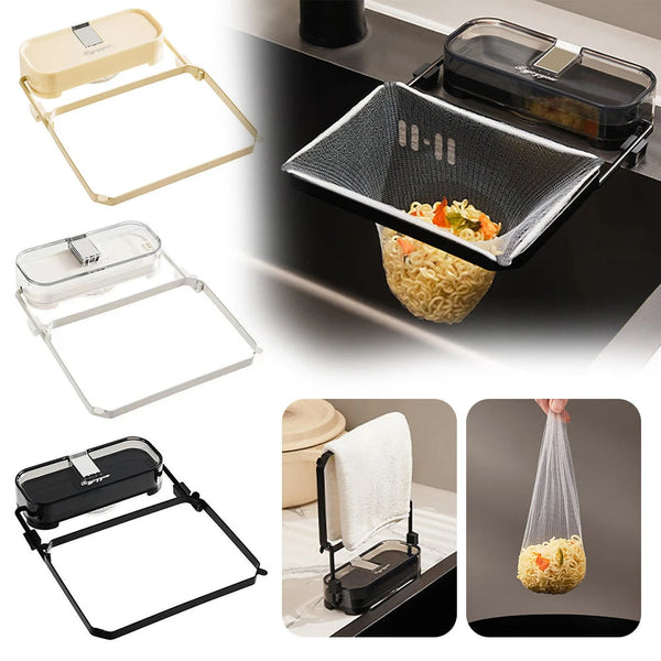 Kitchen Sink Filter Drainage Rack With 50pcs Fiter Mesh Foldable Trash Strainer Holder Garbage Net Shelf For Sink Accessory SHOPPING HUB