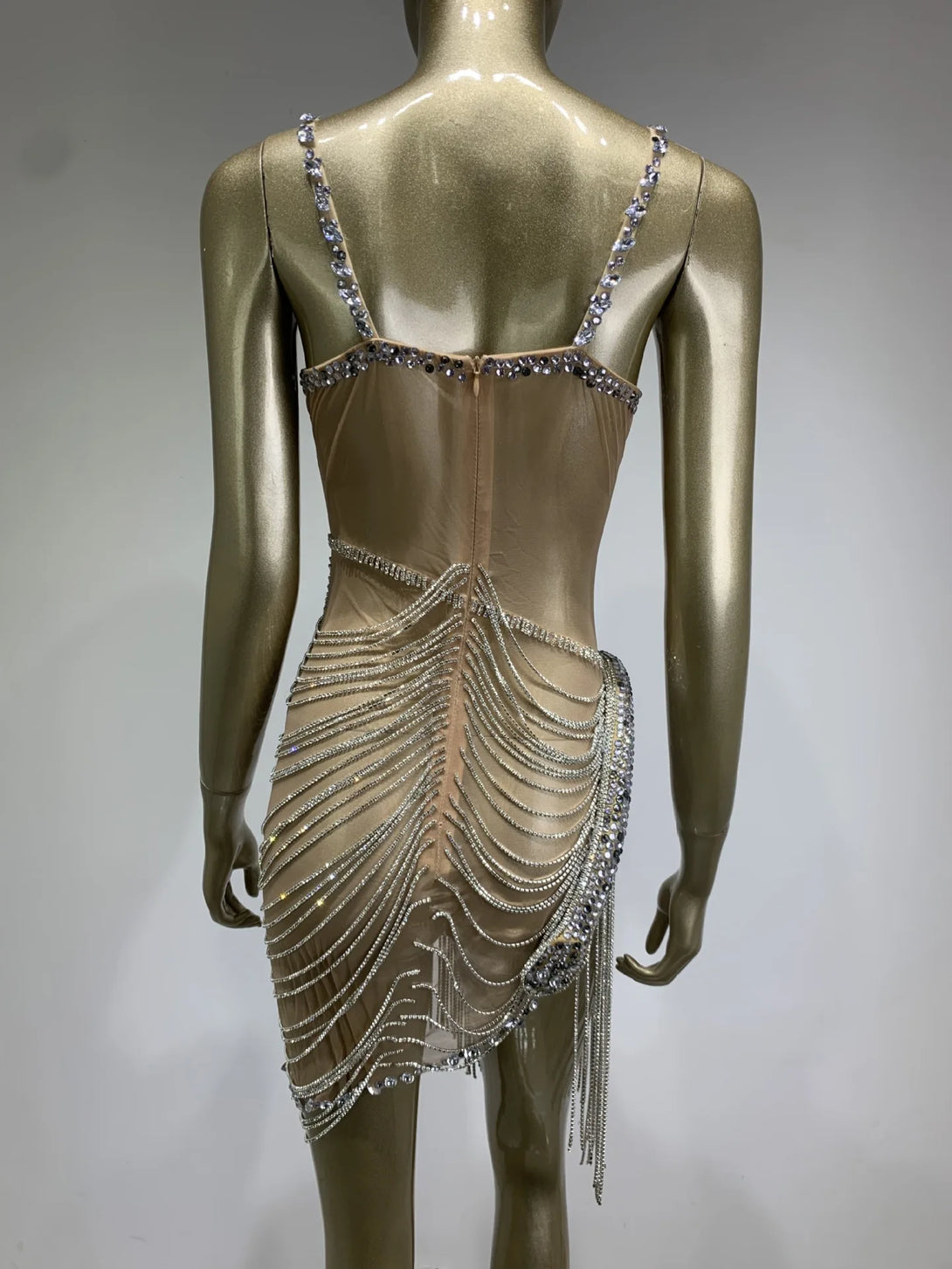 BLYNTRA Luxury Rhinestone Suspender Dress