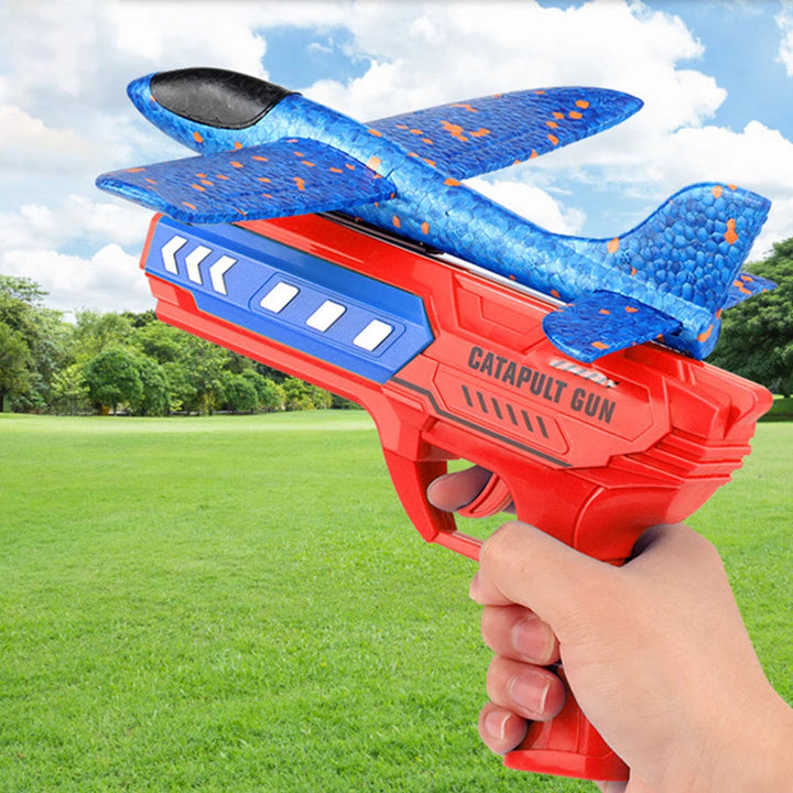 Airplane Launcher Toys Outdoor Sports Flying Toy Kids Catapult Plane Shooting Fly Roundabout Airplane Gun Toy Boys Birthday Gift BLYNTRA