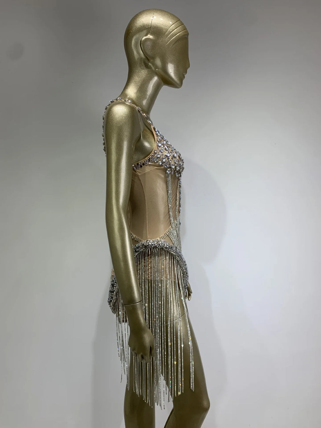 BLYNTRA Luxury Rhinestone Suspender Dress