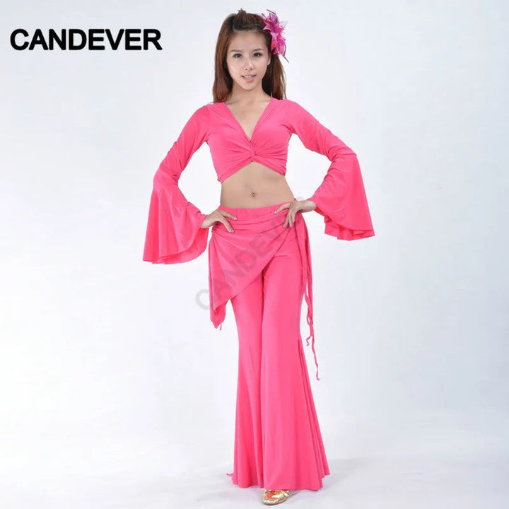 Belly Dance Costume set butterfly top Split tribal pants Performance Oriental Competition Bellydance Dancing Practice Wear Suits SHOPPING HUB