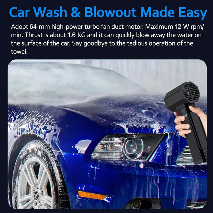 Car Violent Air Blower Powerful Handheld Turbo Jet Fan With LED Lighting 64MM Brushless Motor High-Speed 4000mA 1600G Thrust SHOPPING HUB