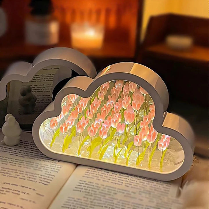 Creative Clouds Tulip Lamps LED Night Light Mirror Table Lamps DIY Bedroom Ornaments Decoration Mirror Table Lights Gifts BLYNTRA