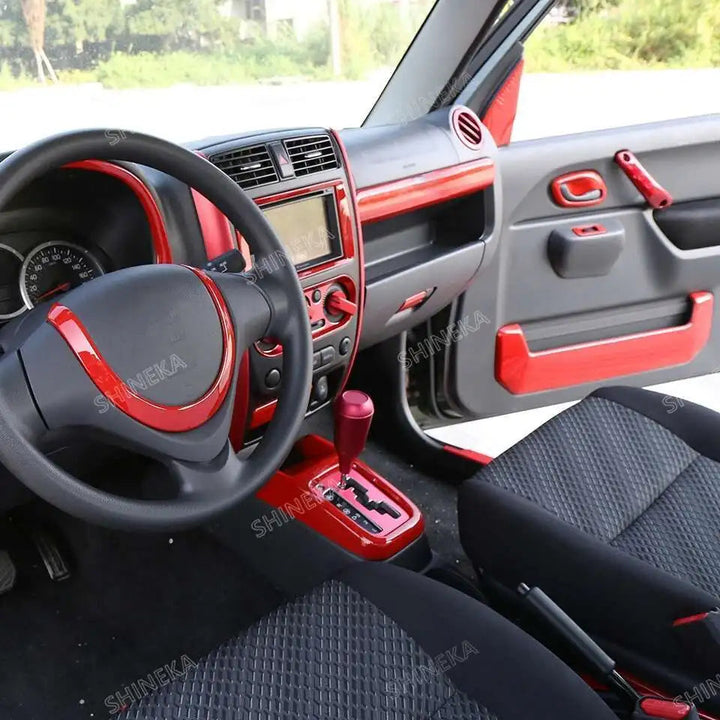 SHINEKA Car Red Interior & Exterior Decoration Cover fit for Suzuki Jimny 2007 2008 2009 2010 2011 2012 2013 2014 2015 2016 2017 BLYNTRA