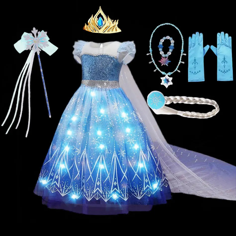 BLYNTRA Girl’s Elsa Light-Up Cosplay Dress – Birthday, Halloween & Carnival BLYNTRA