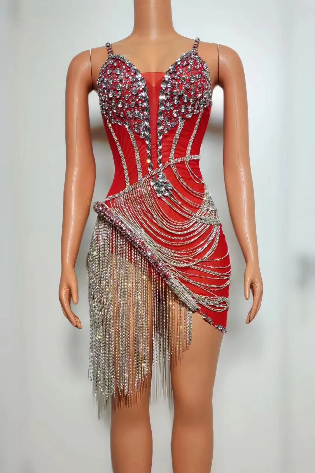 BLYNTRA Luxury Rhinestone Suspender Dress