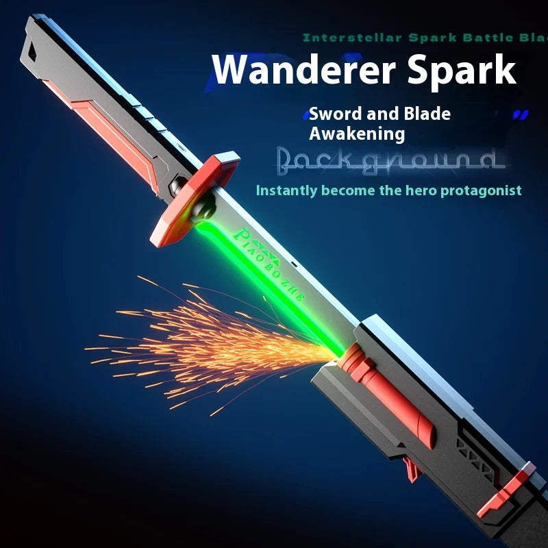Colorful Streamer Glowing Sword Toys with Spark & Smoke Effect Light Sword Kids Adult Toys Holiday props sword Decompression Toy BLYNTRA