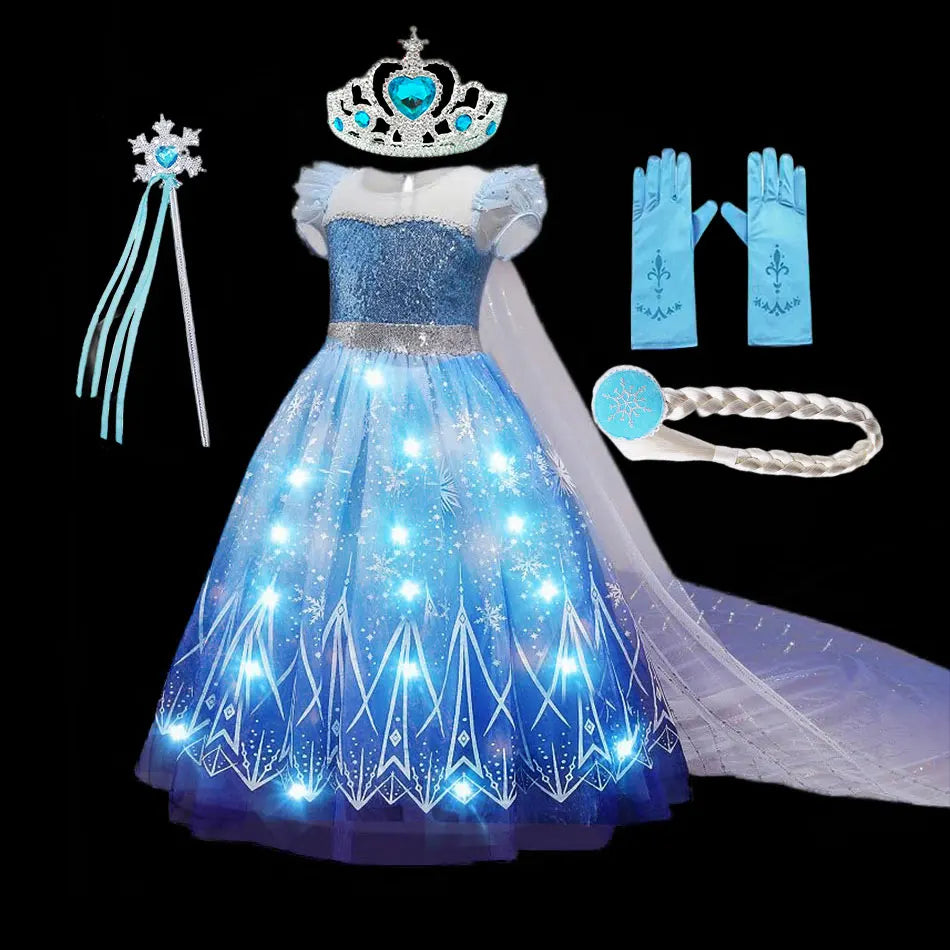 BLYNTRA Girl’s Elsa Light-Up Cosplay Dress – Birthday, Halloween & Carnival BLYNTRA