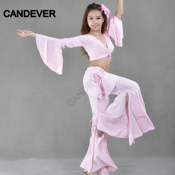 Belly Dance Costume set butterfly top Split tribal pants Performance Oriental Competition Bellydance Dancing Practice Wear Suits SHOPPING HUB