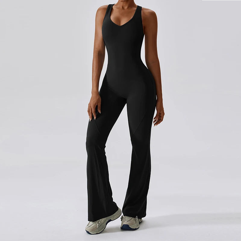 FlexGlam V-Back Fitness Jumpsuit SHOPPING HUB