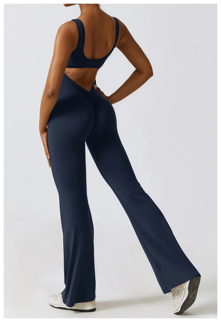 Sexy Back V Jumpsuit Gym Set Women Training Yoga Suit Sportswear Women Sports Jumpsuit Fitness Rompers Stretch Workout Bodysuits SHOPPING HUB