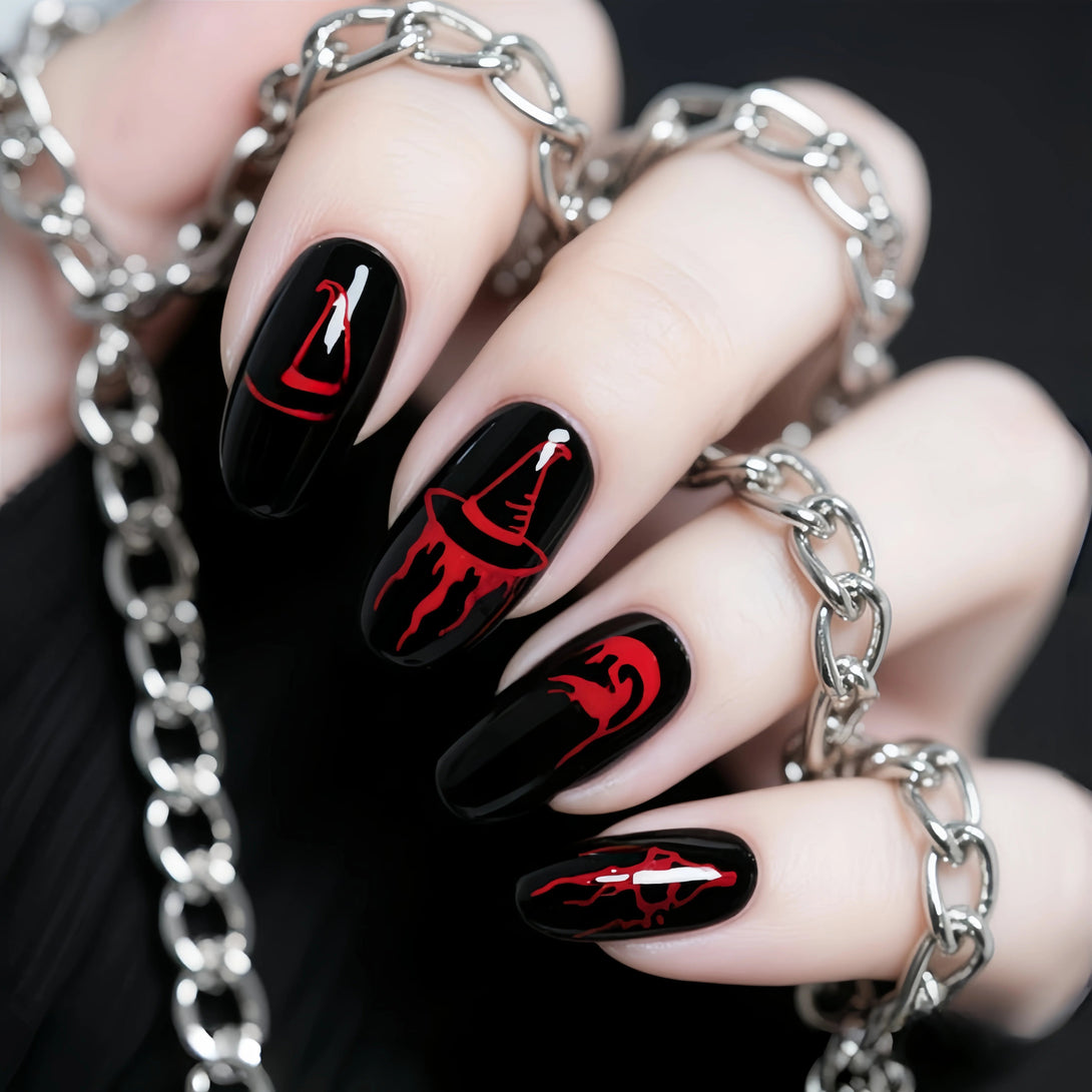 Spooky Pumpkin Lantern Nail Set by Blyntra - 24PCS Halloween Nail Art BLYNTRA