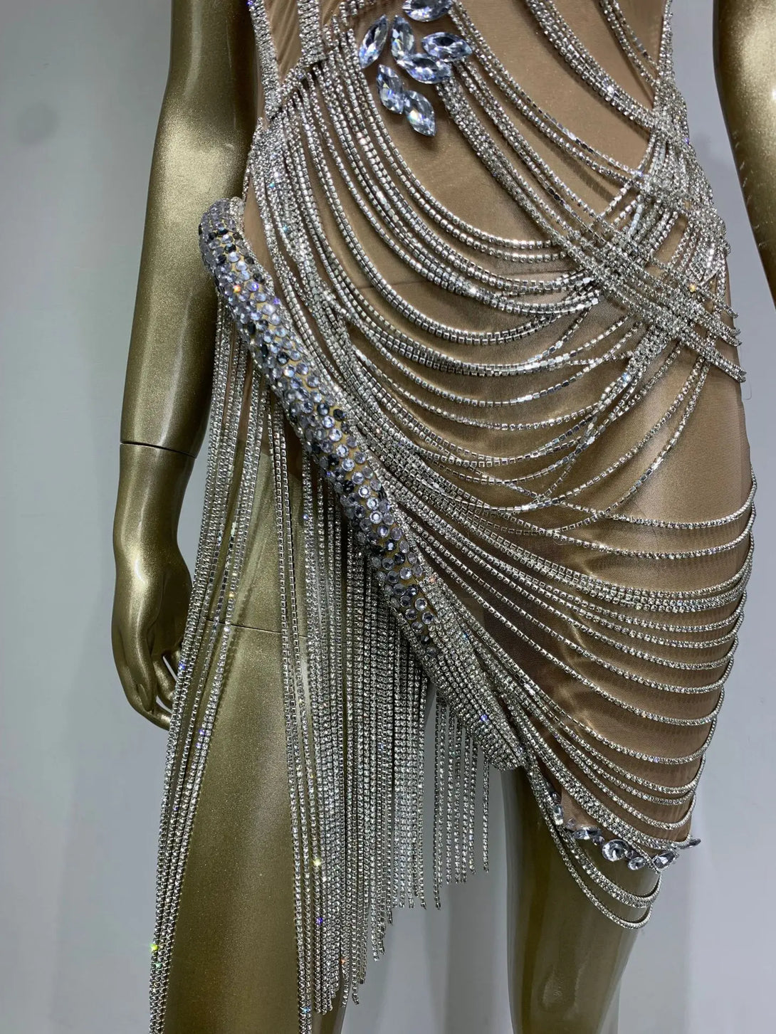 BLYNTRA Luxury Rhinestone Suspender Dress