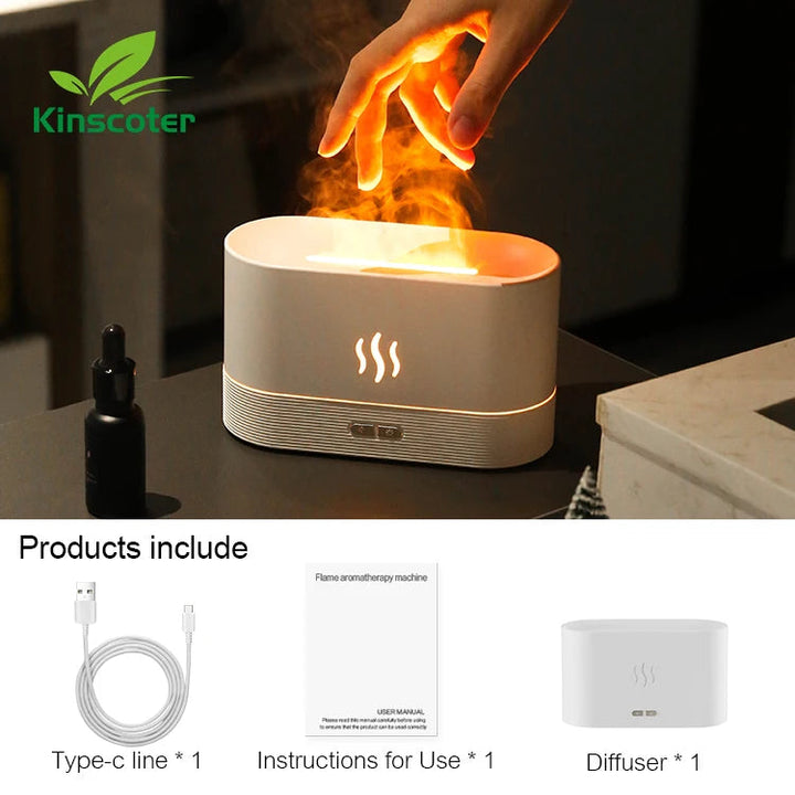 Kinscoter Aroma Diffuser Air Humidifier Ultrasonic Cool Mist Maker Fogger Led Essential Oil Flame Lamp Difusor BLYNTRA