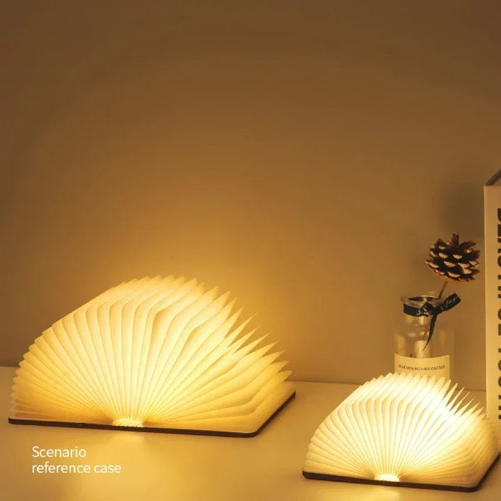 3D Folding Book Light LED Night Light 3-Color USB Charging Portable Wooden Magnetic Table Lamp Decoration Christmas Holiday Gift BLYNTRA