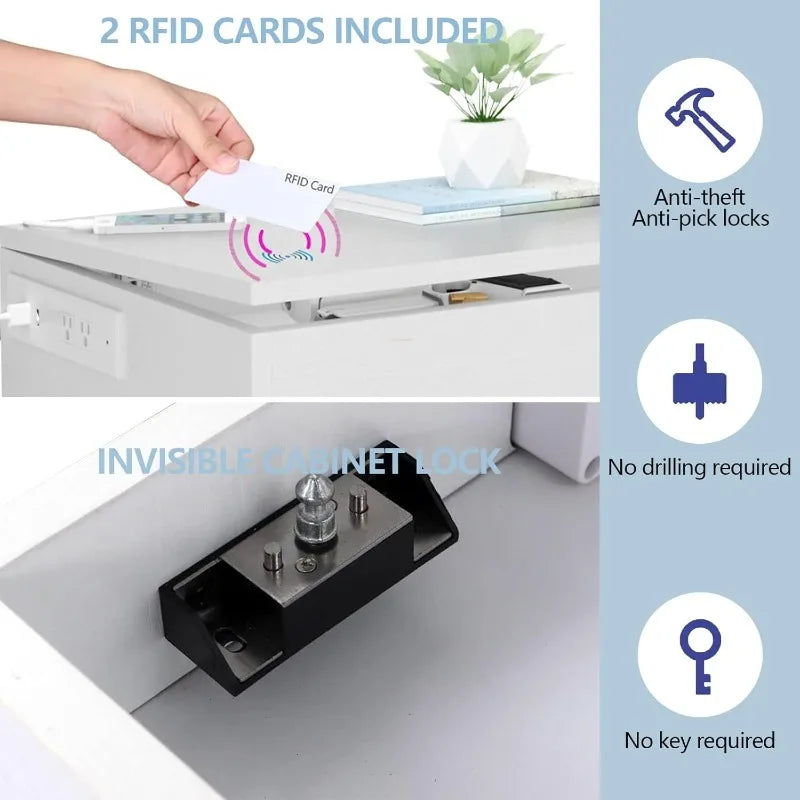Smart LED Bedside Table with Charger & Lock BLYNTRA