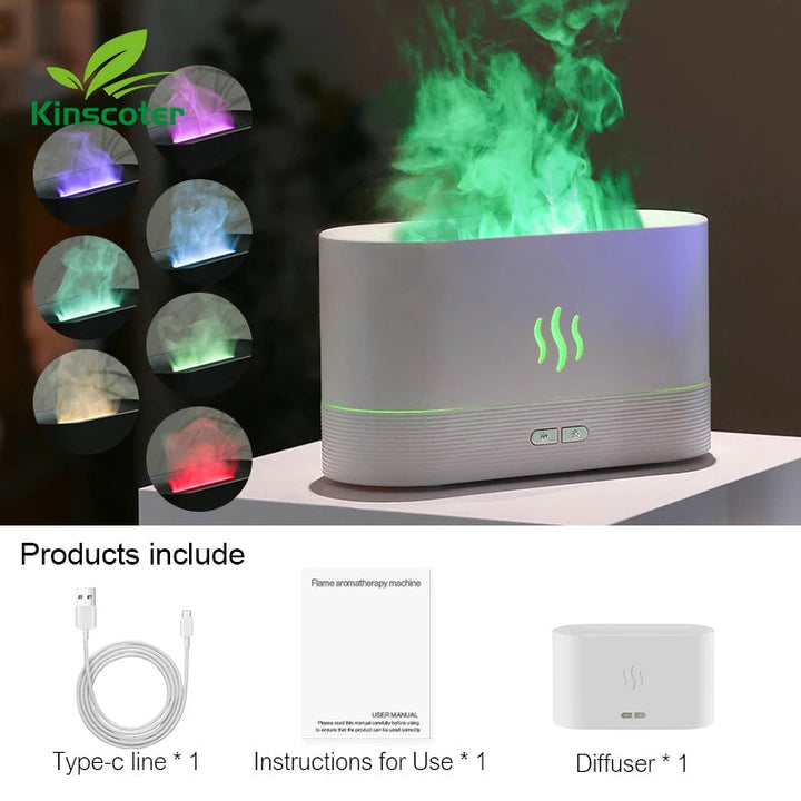 Kinscoter Aroma Diffuser Air Humidifier Ultrasonic Cool Mist Maker Fogger Led Essential Oil Flame Lamp Difusor BLYNTRA