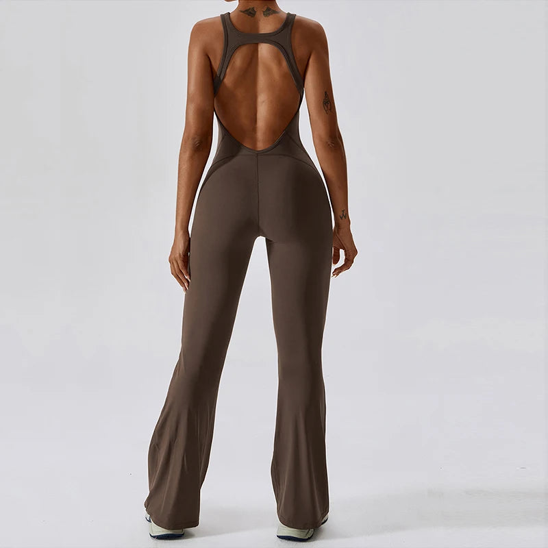FlexGlam V-Back Fitness Jumpsuit SHOPPING HUB