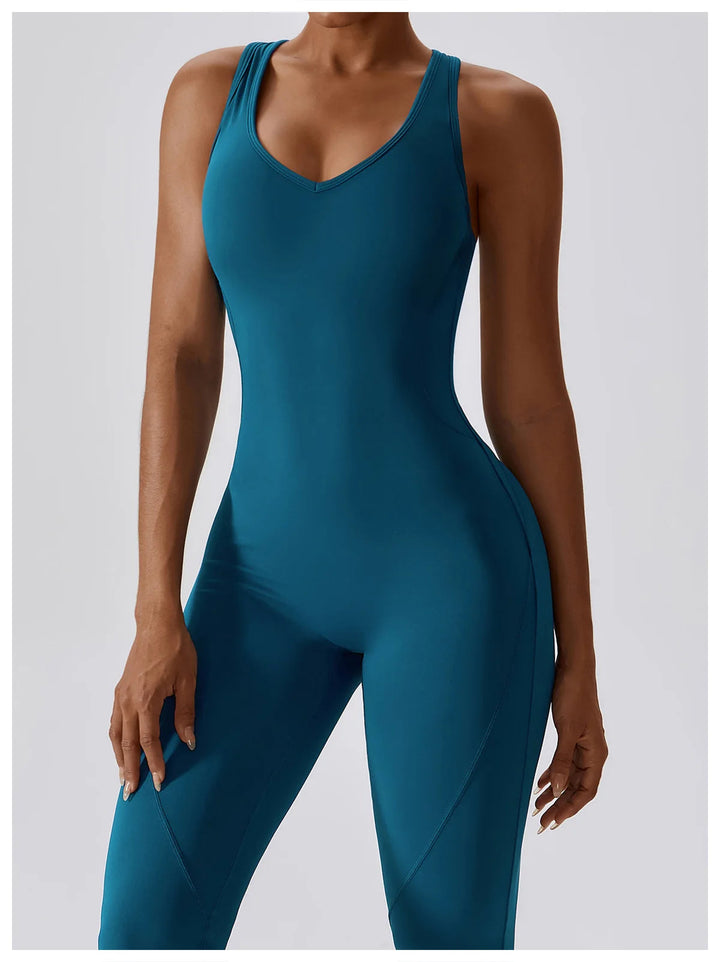 Sexy Back V Jumpsuit Gym Set Women Training Yoga Suit Sportswear Women Sports Jumpsuit Fitness Rompers Stretch Workout Bodysuits SHOPPING HUB