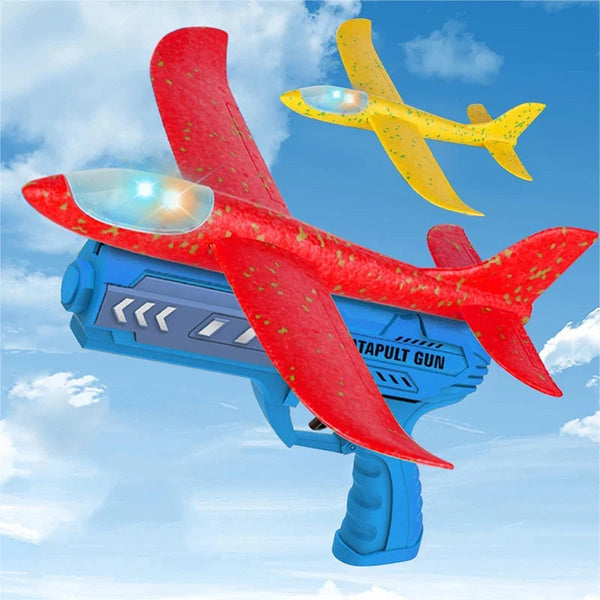 Airplane Launcher Toys Outdoor Sports Flying Toy Kids Catapult Plane Shooting Fly Roundabout Airplane Gun Toy Boys Birthday Gift BLYNTRA