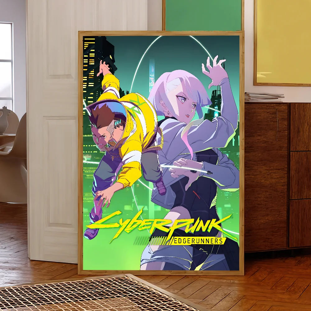 Anime C-Cyberpunk E-Edgerunners Poster Self Adhesive Painting Living Room Office Decoration Bedroom Home Wall Sticker Prints BLYNTRA