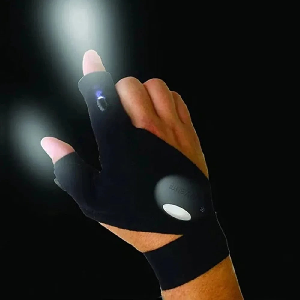 LED Flashlight Luminous Running Gloves Waterproof Cycling Camping Hiking Rescue Glove Lamp Lighting Gloves Fingerless Gloves BLYNTRA