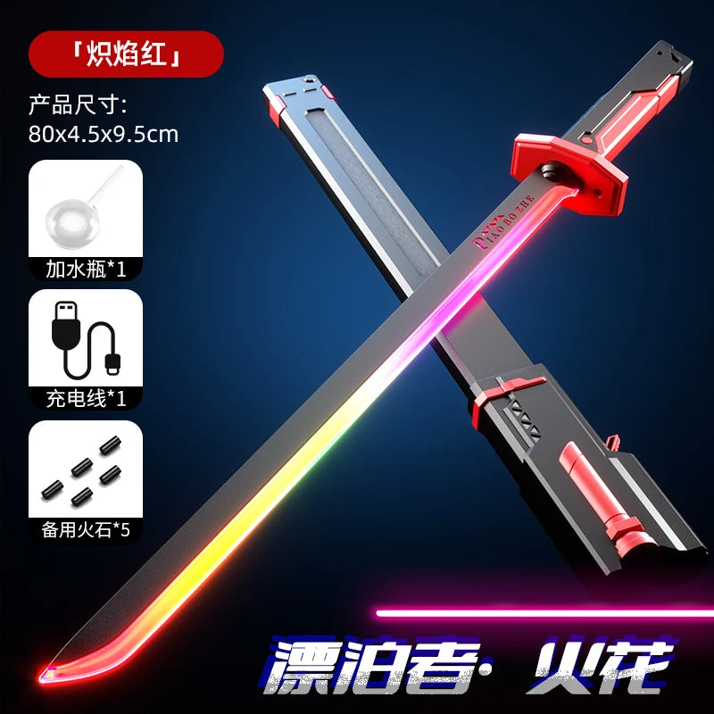 Colorful Streamer Glowing Sword Toys with Spark & Smoke Effect Light Sword Kids Adult Toys Holiday props sword Decompression Toy BLYNTRA