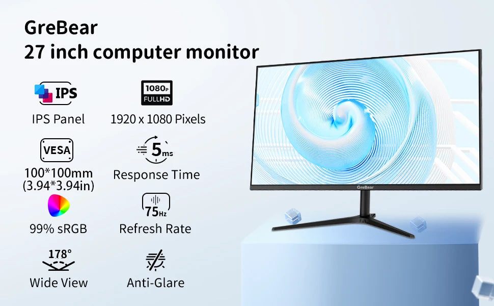 BLYNTRA GreBear 27-Inch Monitor – FHD 1080p IPS LED Display BLYNTRA