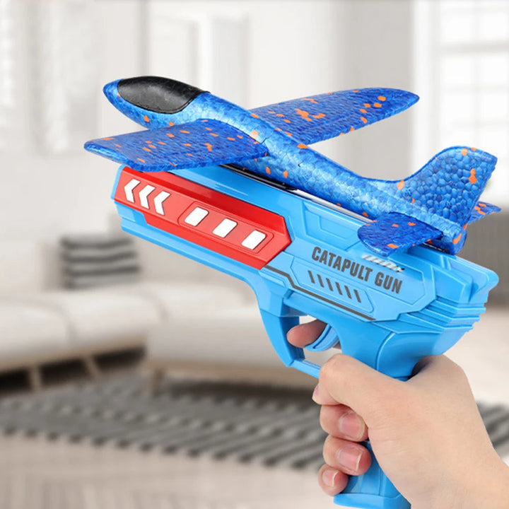 Airplane Launcher Toys Outdoor Sports Flying Toy Kids Catapult Plane Shooting Fly Roundabout Airplane Gun Toy Boys Birthday Gift BLYNTRA