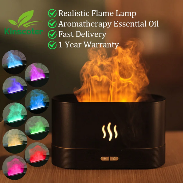 Kinscoter Aroma Diffuser Air Humidifier Ultrasonic Cool Mist Maker Fogger Led Essential Oil Flame Lamp Difusor BLYNTRA