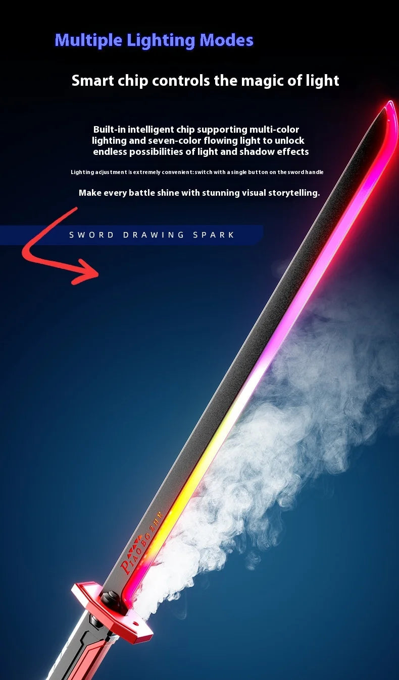 Colorful Streamer Glowing Sword Toys with Spark & Smoke Effect Light Sword Kids Adult Toys Holiday props sword Decompression Toy BLYNTRA
