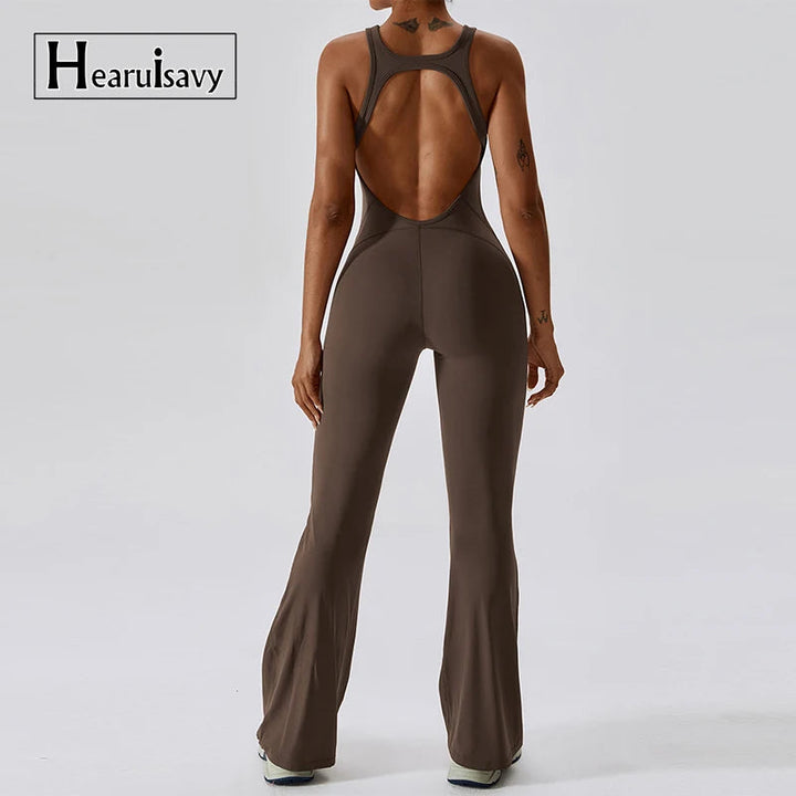 Sexy Back V Jumpsuit Gym Set Women Training Yoga Suit Sportswear Women Sports Jumpsuit Fitness Rompers Stretch Workout Bodysuits SHOPPING HUB