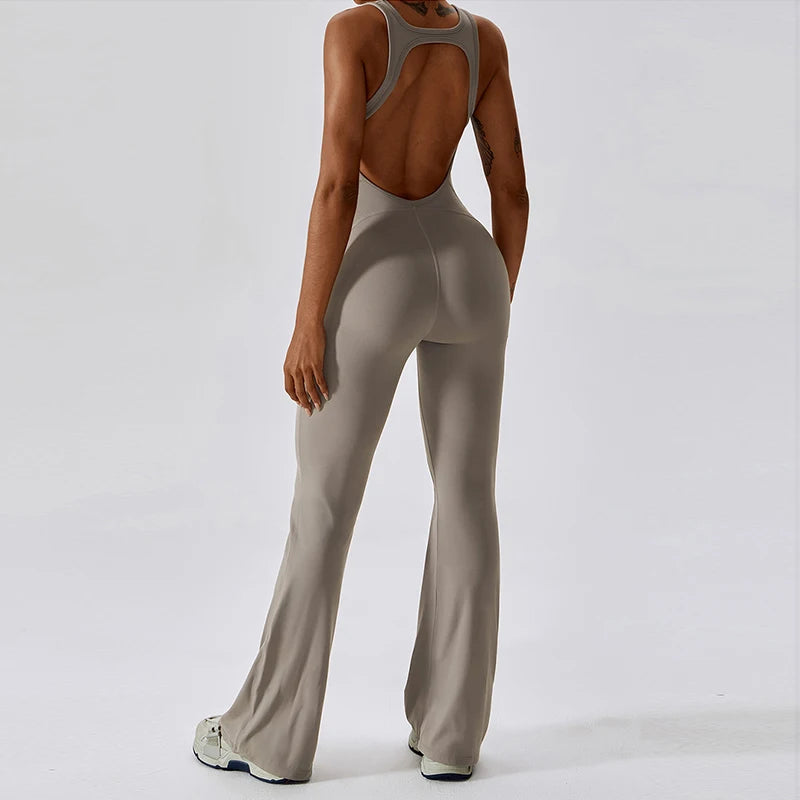 FlexGlam V-Back Fitness Jumpsuit SHOPPING HUB